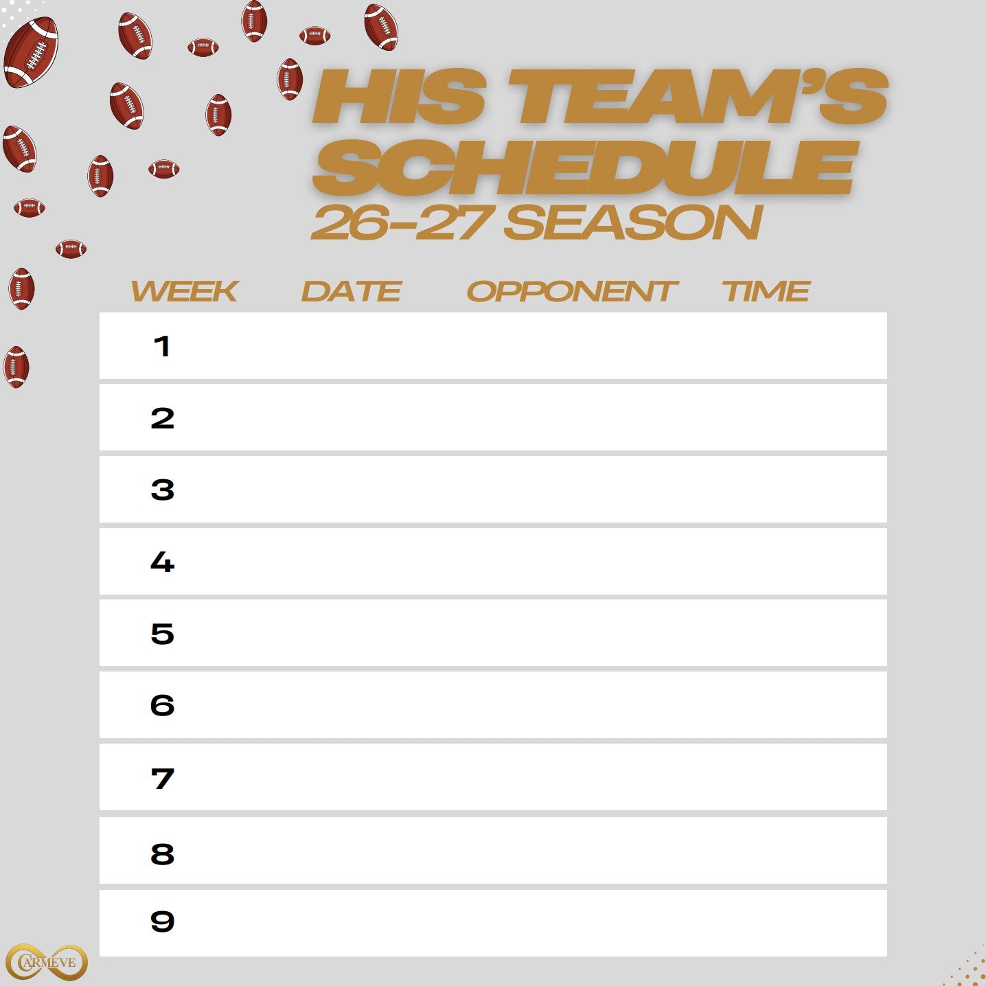 His Team's Football Schedule